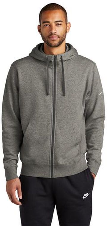 Nike Club Adult Unisex 8.2 oz 80/20 Cotton/Polyester Fleece Sleeve Swoosh Full-Zip Hoodie Sweatshirt